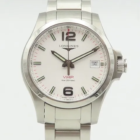 론진 고이비토 중고명품 LONGINES(론진) L3.716.4.76.6 콘퀘스트 화이트 다이얼 41MM 쿼츠 스틸 남성용 시계