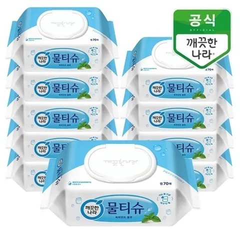 깨끗한나라 페퍼민트 블루 물티슈 캡형 70매 10팩_P310985496