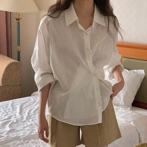 제이0 제이0]오버핏 린넨 카라 긴팔 셔츠