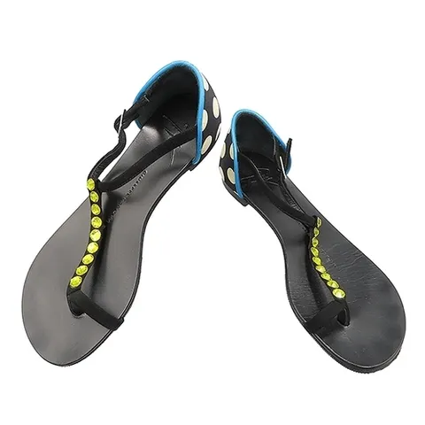 쥬세페자노티 고이비토 중고명품  도트 패턴 크리스탈 장식 스트랩 여성용 플립 플랍 플랩슈즈 - 220MM