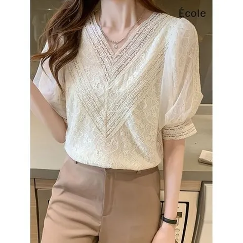 에꼴드파리 엘레나 레이스 벌룬블라우스F25WBB007Z_P323894196