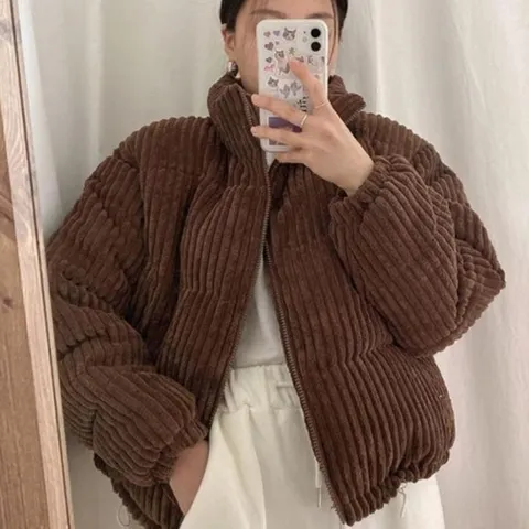 셀러허브 패션 [오노마] ONM 여성 코듀로이 패션 하이넥 웰론 스트링 숏 패딩 (12074646)