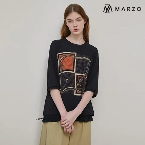 마르조 마르조][1종]도비쉬폰 블라우스블랙