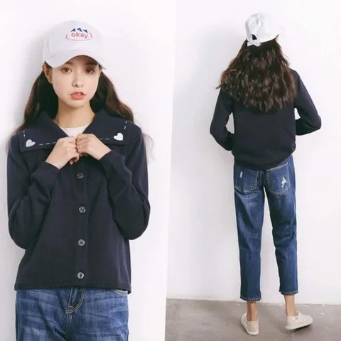 패션플러스 [셀럽하우스] 카라 GLWC5546 하트무늬자수 가디건