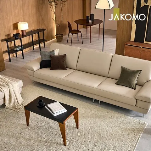 자코모 뉴트 4인 슈렁큰 천연면피 소가죽 소파+스툴
