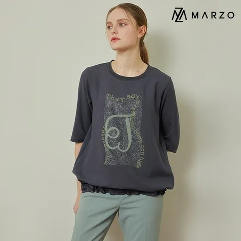 마르조 마르조] [1종]글리터 블라우스차콜