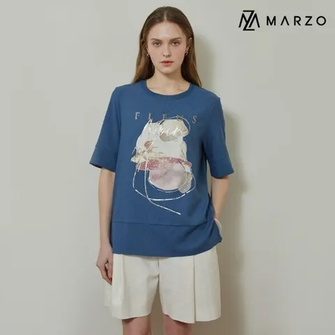 마르조 마르조] [1종]글리터 블라우스블루