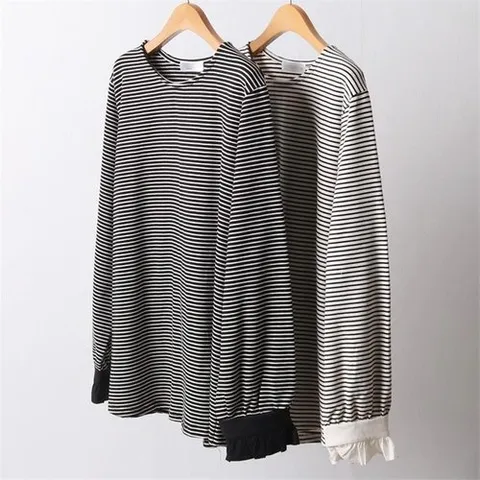 셀러허브 패션 빅사이즈사랑해요 F635L111 메이소매프릴티셔츠 WB