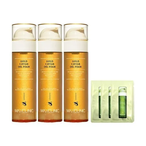 맥스클리닉 [홈쇼핑 동일] 맥스클리닉 오일 폼 클렌징 골드 캐비어 대용량 110g 3개+샘플 3개