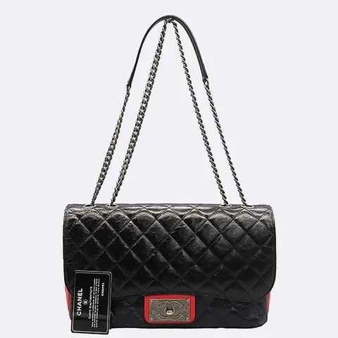 샤넬 고이비토 중고명품 Chanel(샤넬) 트리컬러 카프 스킨 클래식 은장 체인 플랩 숄더백