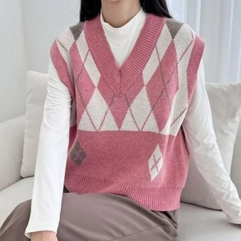 셀러허브 패션 [라일리여성의류] Rly 탄탄한 여자 스웨터 슬리브리스탑 V넥 스탠다드 (44807918)