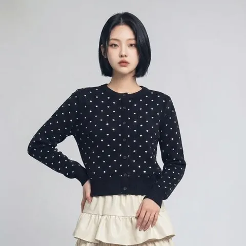 셀러허브 패션 여리핏 도트 버튼 니트 가디건 JSD_1010762 (52900412)