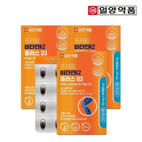 일양약품 프라임 비타민K2 플러스 D3 60캡슐 3박스