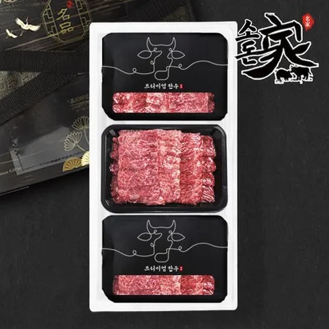 소돈가 1++ 투뿔한우 구이 모듬 선물세트(400gx3)1.2kg