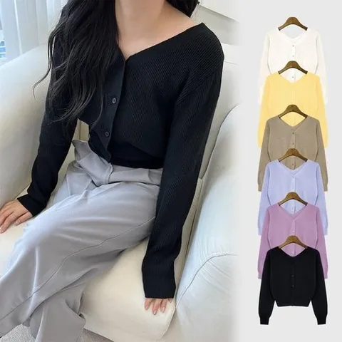 셀러허브 1 [XBH238L3]제너 브이넥 캐시 크롭 가디건 OD 220821