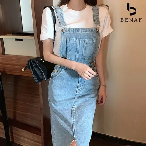 베나프 벨크로 멜빵 데님원피스BI1OP011_P360900891