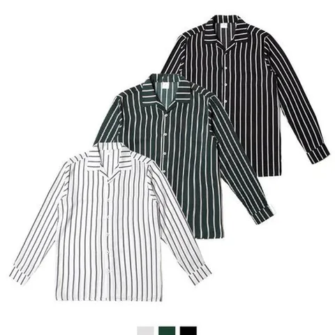 셀러허브 1 오픈카라 오버핏스트라이프셔츠 (33267810)