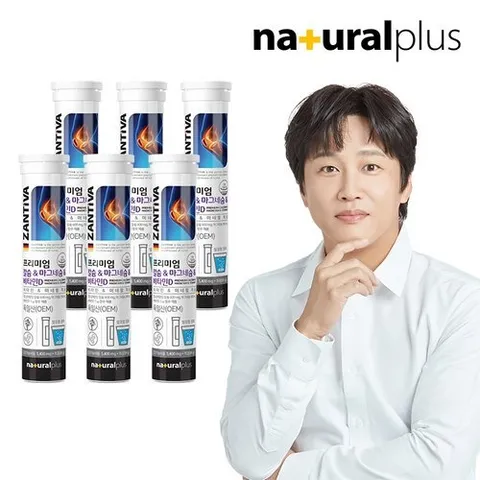 내츄럴플러스 [T]잔티바 발포 칼슘 마그네슘 비타민D 15정 6통(90일분)