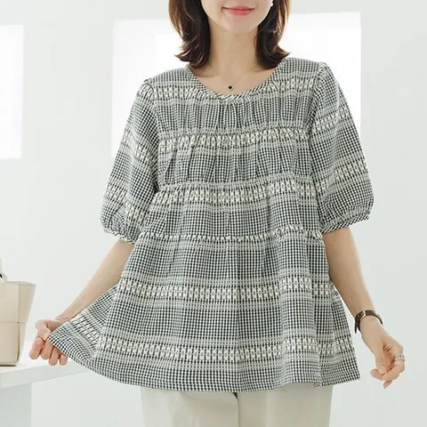 데드라 ~110size체커지지미블라우스 TBE3158_P394244493