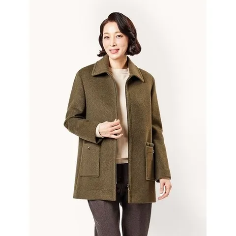 마담엘레강스 포켓 니트배색 집업 하프코트 K233CT03_P351027746