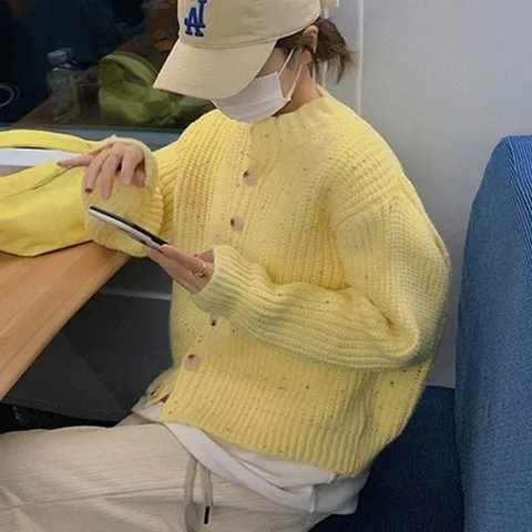 기타 여성 두툼 라운드넥 데일리 가디건 도트가디건 3컬러 (HSJ-WD98B7B)