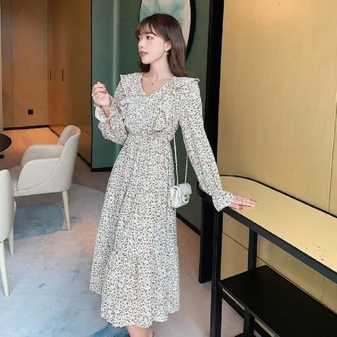 셀러허브 패션 [JHP11PQT_51IB]여성 데일리 플라워원피스 봄 프릴 원피스