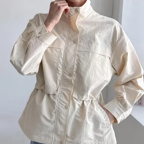 셀러허브 패션 여자 차이나 스트링 나일론 야상 버튼 봄 점퍼