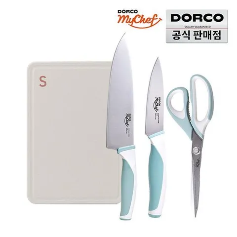 도루코 마이셰프 마린 민트 칼도마 4종세트 (식도+과도+가위+도마)