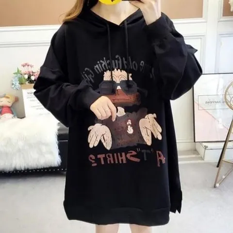 셀러허브 1 [XBI8J852]후드모자 겸 외출복 롱후드티 롱티 홈웨어 후