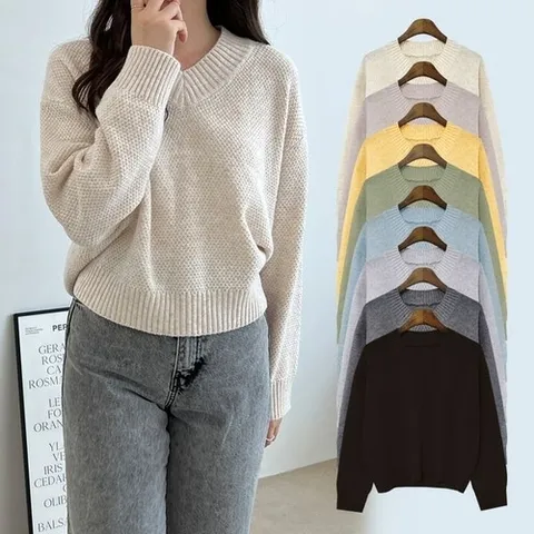 비틀버드 베니코 브이넥 박시핏 캐시울 니트 SD-220810_P328344141