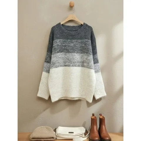 탑온탑 트렌디 그라데이션 컬러 블록 니트_P412719931