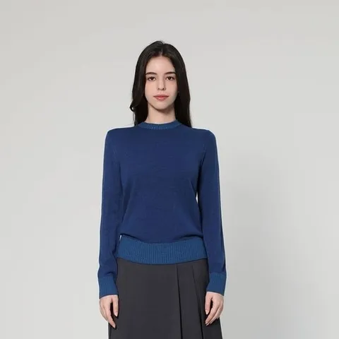 UNIT 크루넥 베이직 풀오버 UFJKCN31FS-T/BLUE_P374367458