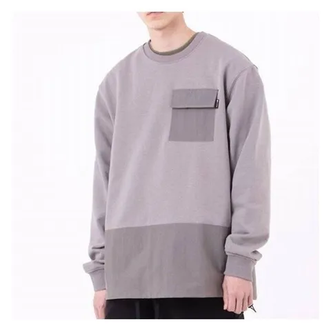 패션플러스 [쿨트] 026 포켓패치크루넥 라이트그레이
