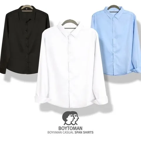 BOYtoMAN XO501 남성 솔리드 셔츠 와이셔츠 슬림핏 긴팔 반팔_P300998067