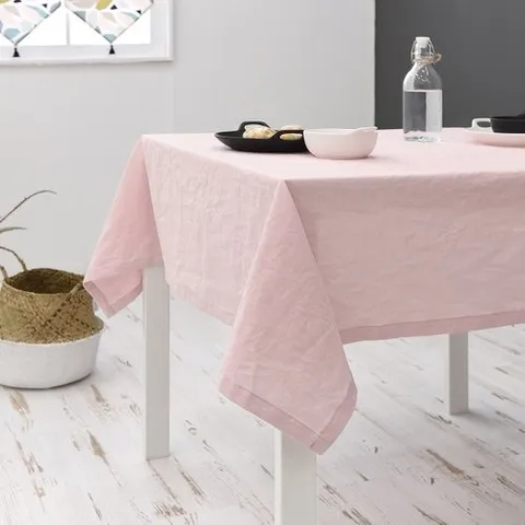 패션플러스 [벨라이프] 워싱린넨 핑크 테이블보 2인