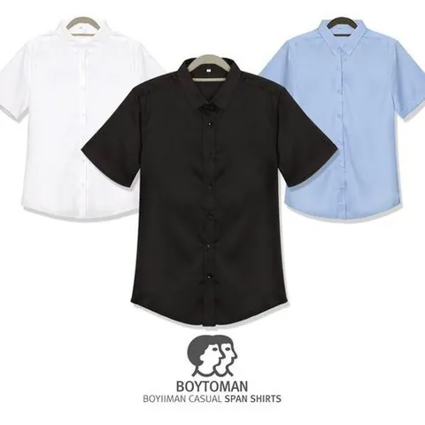 BOYtoMAN XO503 솔리드 셔츠 와이셔츠 슬림핏 반팔 반소매 남성_P302965538