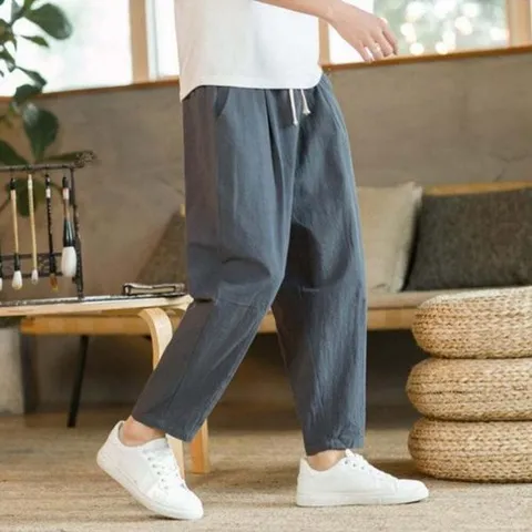 패션플러스 [셀럽하우스] 남자 ICVY0967 3컬러 여름 린넨 혼방 허리밴딩 9부바지 팬츠