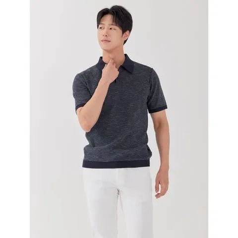 라이프로그 2컬러 베이직 카라 반팔 니트_P424833478