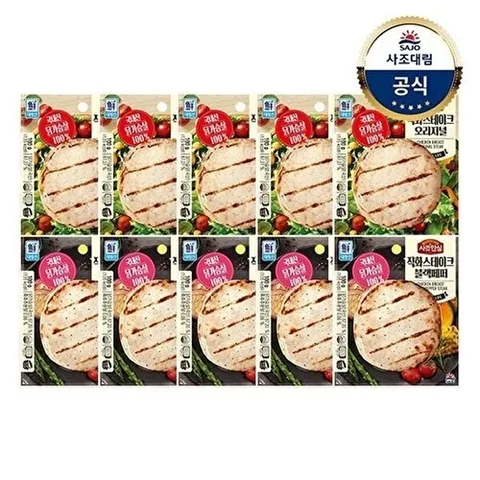 사조대림 닭가슴살 직화스테이크 오리지널 100g x5개 +블랙페퍼 100g x5개_P388889763