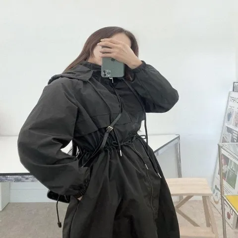 셀러허브 패션 [BELLA.DOI] 후드롱 기본 바람막이 베이직점퍼 허리끈 (14251061A)