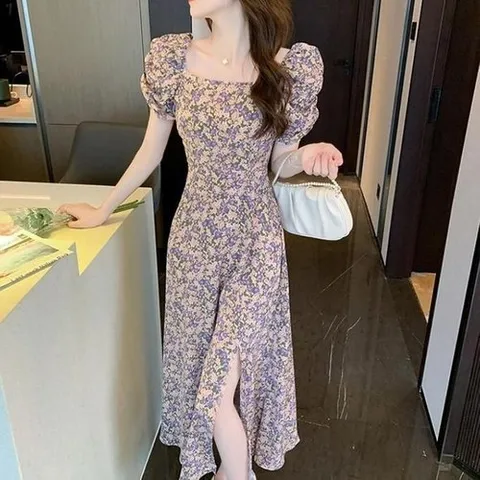 셀러허브 패션 [오노마] ONM 여성 2컬러 스퀘어넥 플래워 퍼프소매 반팔 롱원 (40821666)