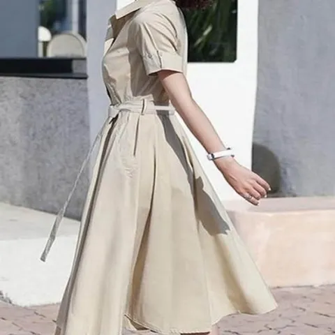 엄지척 카라 브이넥 허리벨트 원피스 LD408 플 사이즈 호캉스19956973667501