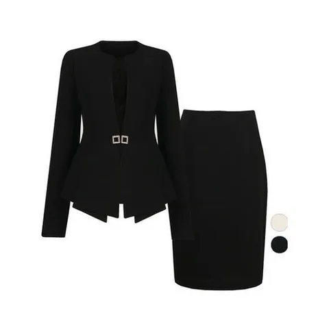 비비드 시크릿가너 VIVID SET 여성 페미닌 노카라 정장자켓+스커트 세트_P338600113