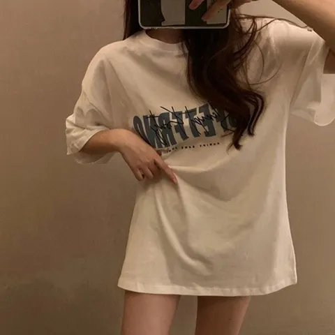 기타 여자 힙한 스타일 영문 레터링 오버핏 고품질 1P 기본 (KYR-WFG8Y66)