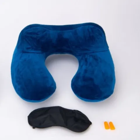 기타 블루 공기주입 휴대용 에어 목쿠션 자동차 여행 사무_WF43A87