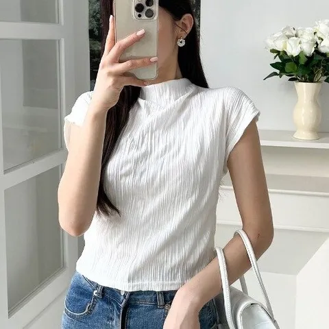 제이0 제이0]하프넥 반팔 블라우스