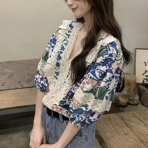 엄지척 G126687레이스장식 에스닉블라우스19649685667501