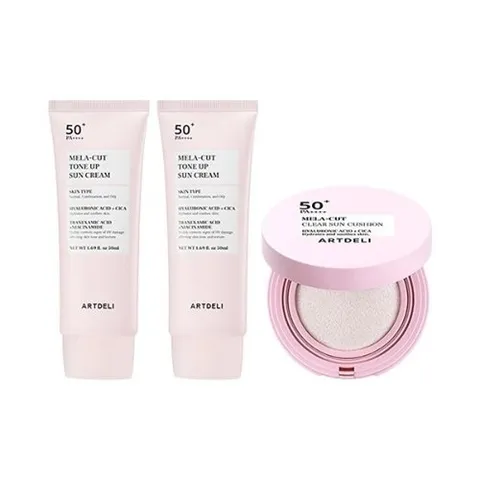 패션플러스 [더블유쇼핑] 아트델리 멜라컷 톤업 선크림 50ml x2   선쿠션 15g24482517587813