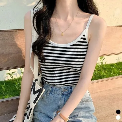 비틀버드 스트라이프 민소매 스판 나시 LM0457_P367770836