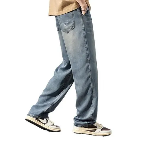 셀러허브 패션 남성 청바지 여름 텐셀 스판 와이드 데님 팬츠
